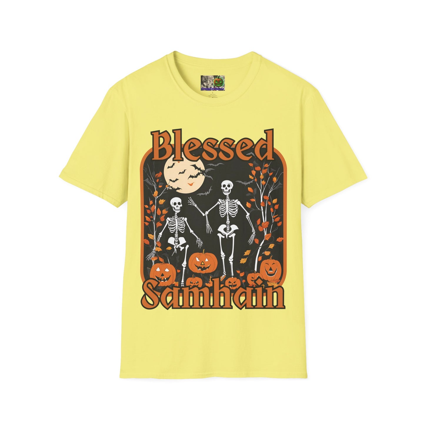 Spooktacular Skeletons of Samhain Light colors Unisex T-Shirt by CreepyCrafts.boo