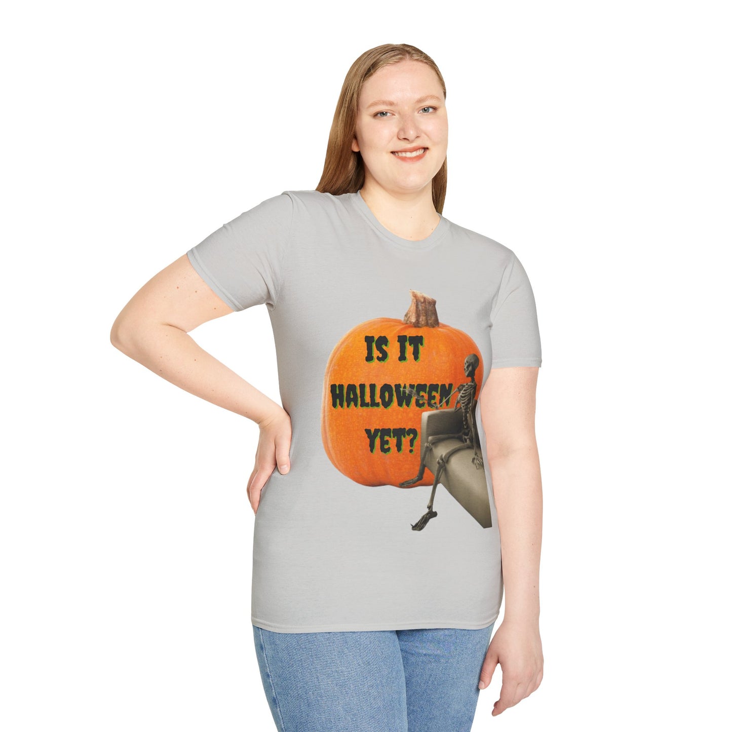 Is it Halloween yet? Skeleton's Giant Pumpkin Light colors Unisex T-Shirt by CreepyCrafts.boo