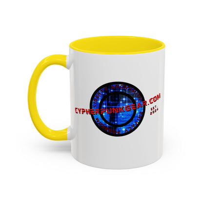 2-sided, cypherpunkgear.com Logo & Cityscape Accent Mug by cypherpunkgear.com