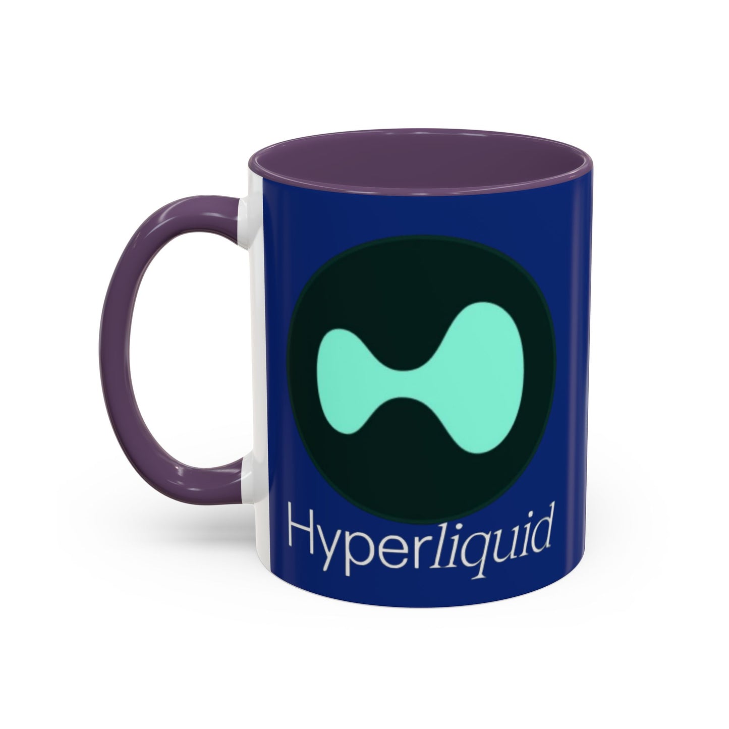 Hyperliquid White font Blue Accent Mug by cypherpunkgear.com