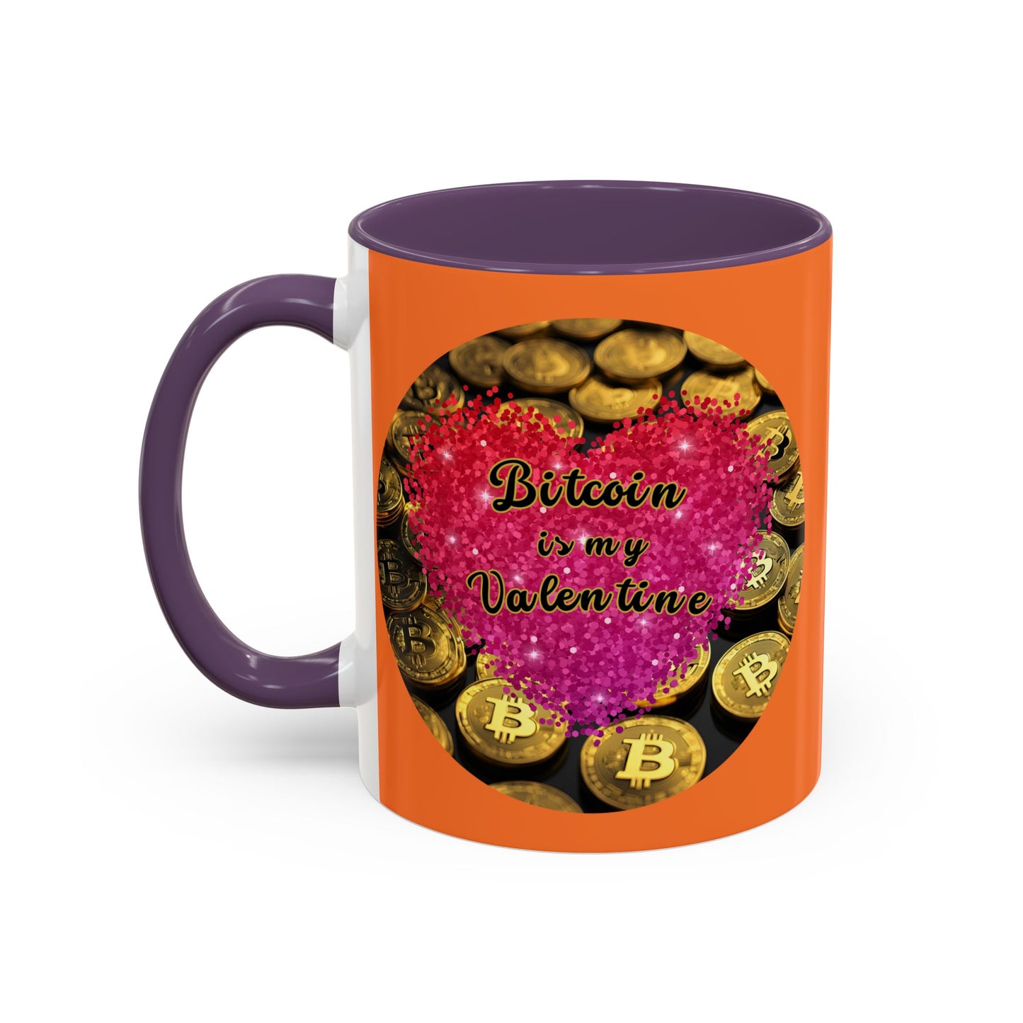 Bitcoin is My Valentine Orange Accent Mug by cypherpunkgear.com