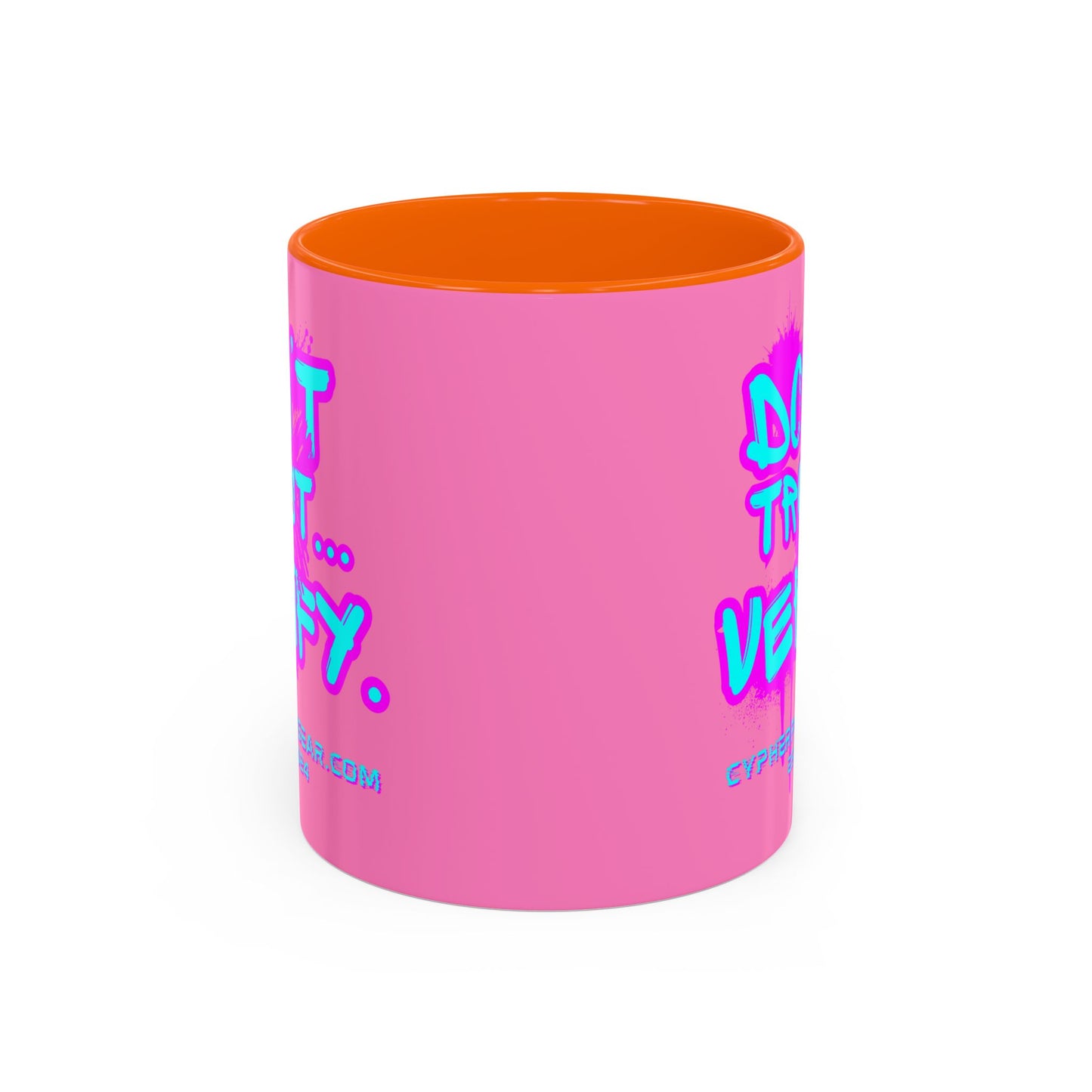 Don't Trust...Verify. Light Pink Accent Mug by cypherpunkgear.com