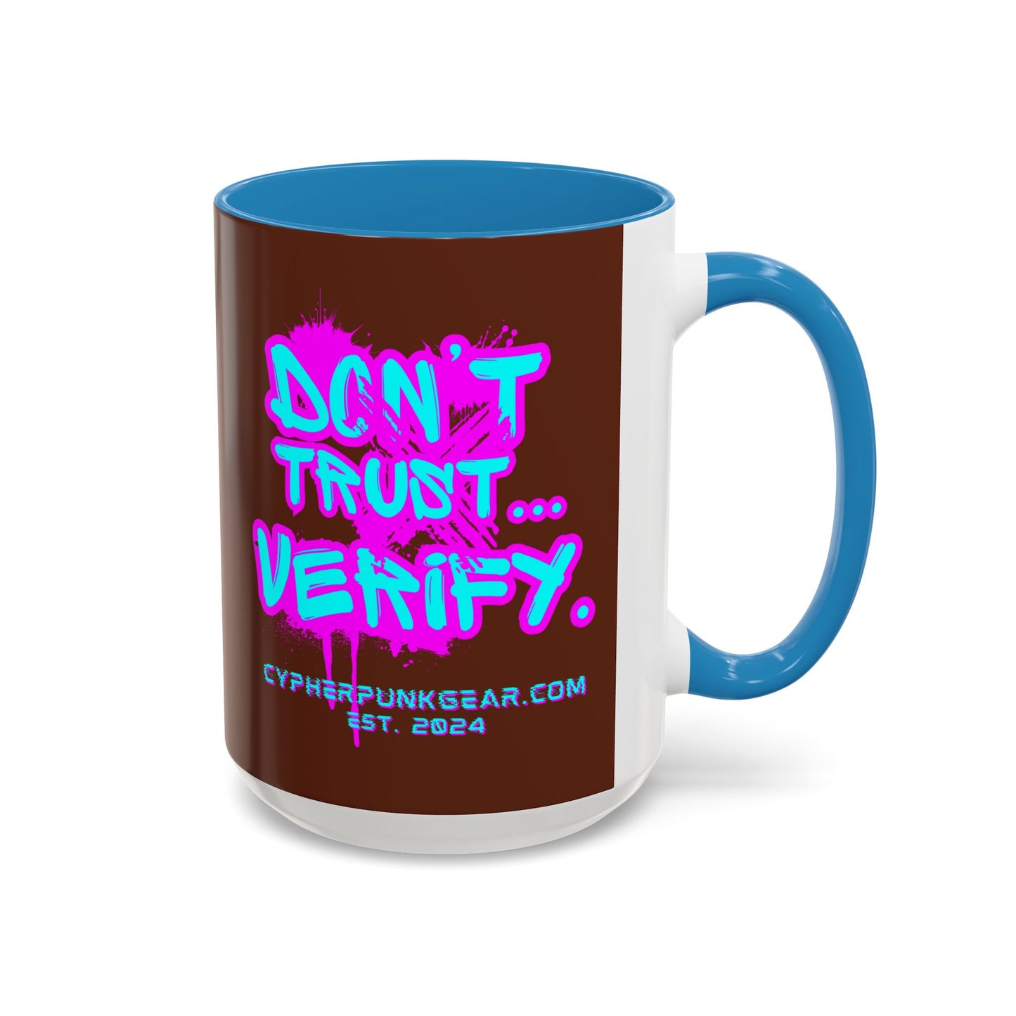 Don't Trust...Verify. Brown Accent Mug by cypherpunkgear.com