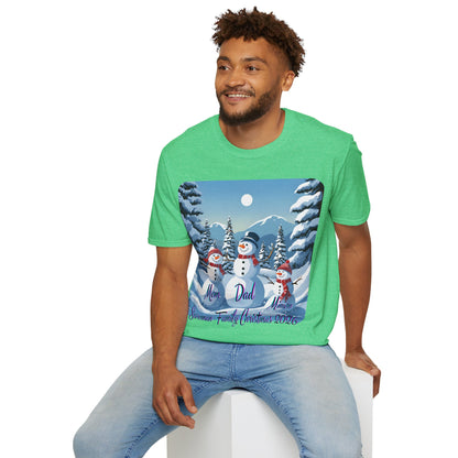 Snowman Family of 3 Dark colors Unisex T-Shirt by cypherpunkgear.com