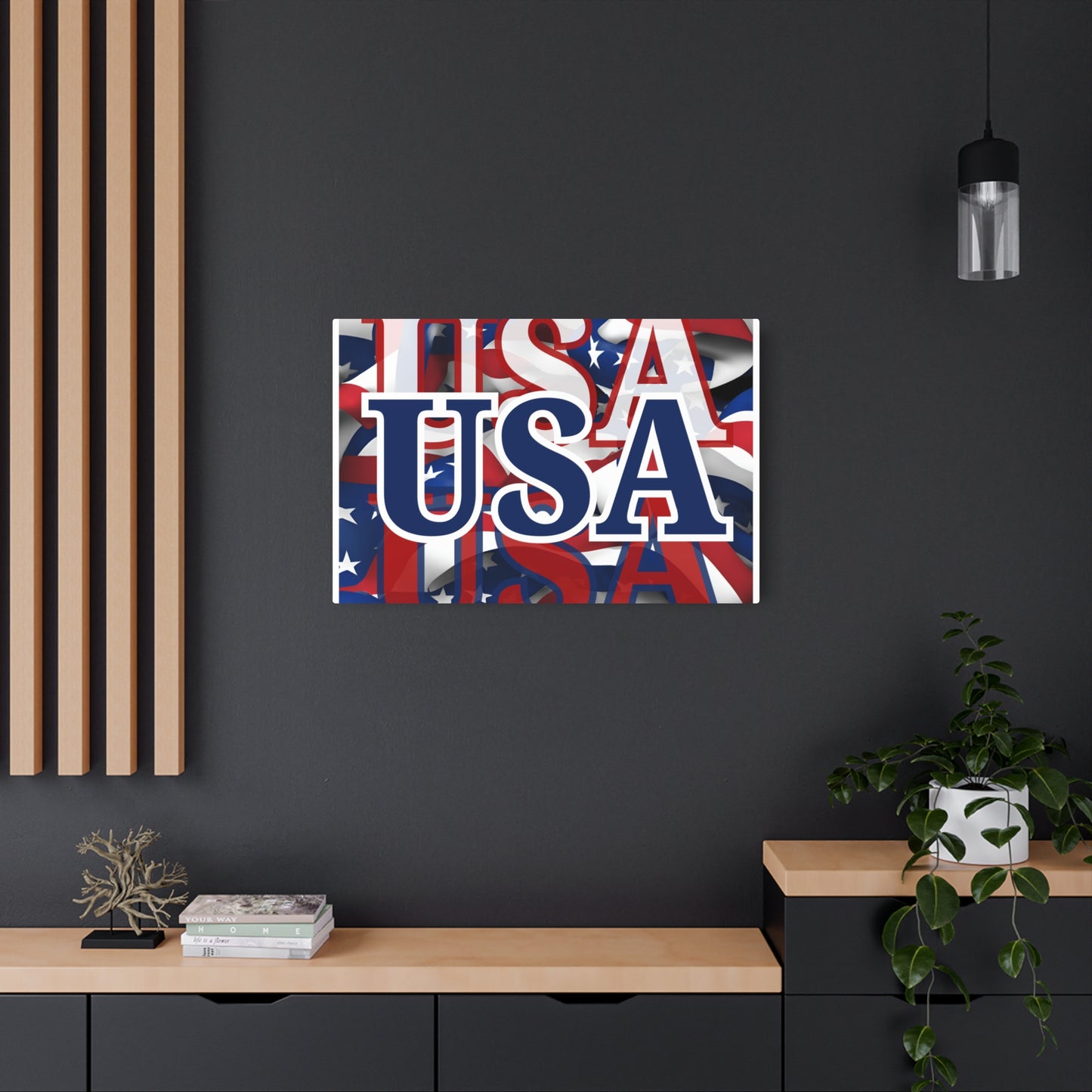 USA! USA! USA Blue Center Metal Art Sign by cypherpunkgear