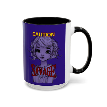 Caution, Savage Dark Purple Accent Mug by cypherpunkgear.com
