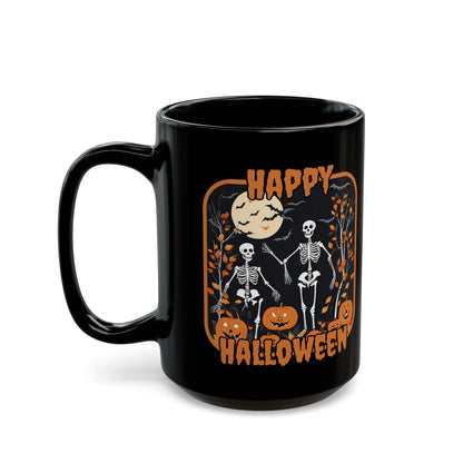 Spooktacular Skeletons of Halloween Black Mug by CreepyCrafts.boo