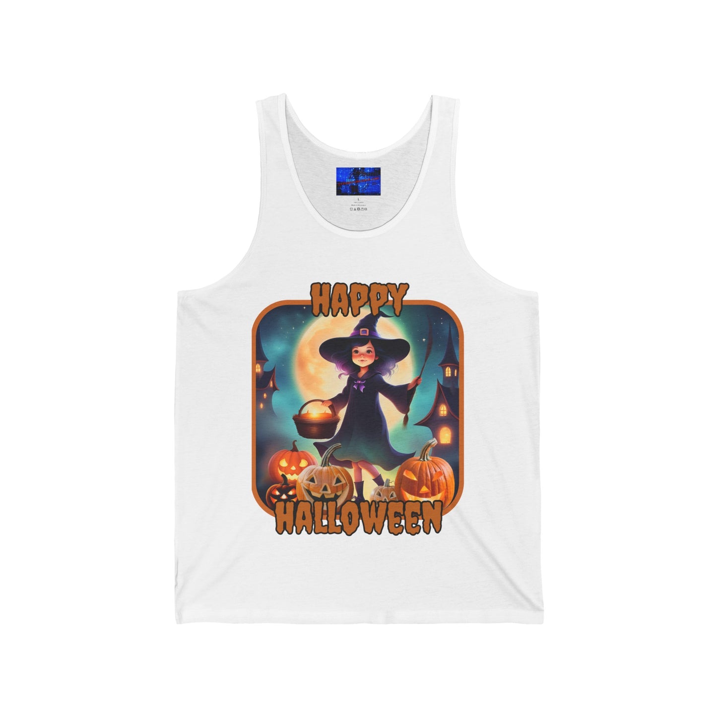 Happy Halloween Little Witch ORfont Unisex Jersey Tank Top by cypherpunkgear