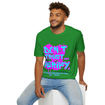 Don't Trust...Verify. Dark colors Unisex T-Shirt by cypherpunkgear.com