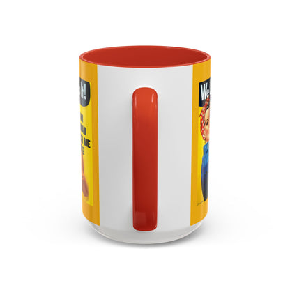 I Am Woman Watch Me Vote Rosie Yellow Accent Mug by cypherpunkgear.com