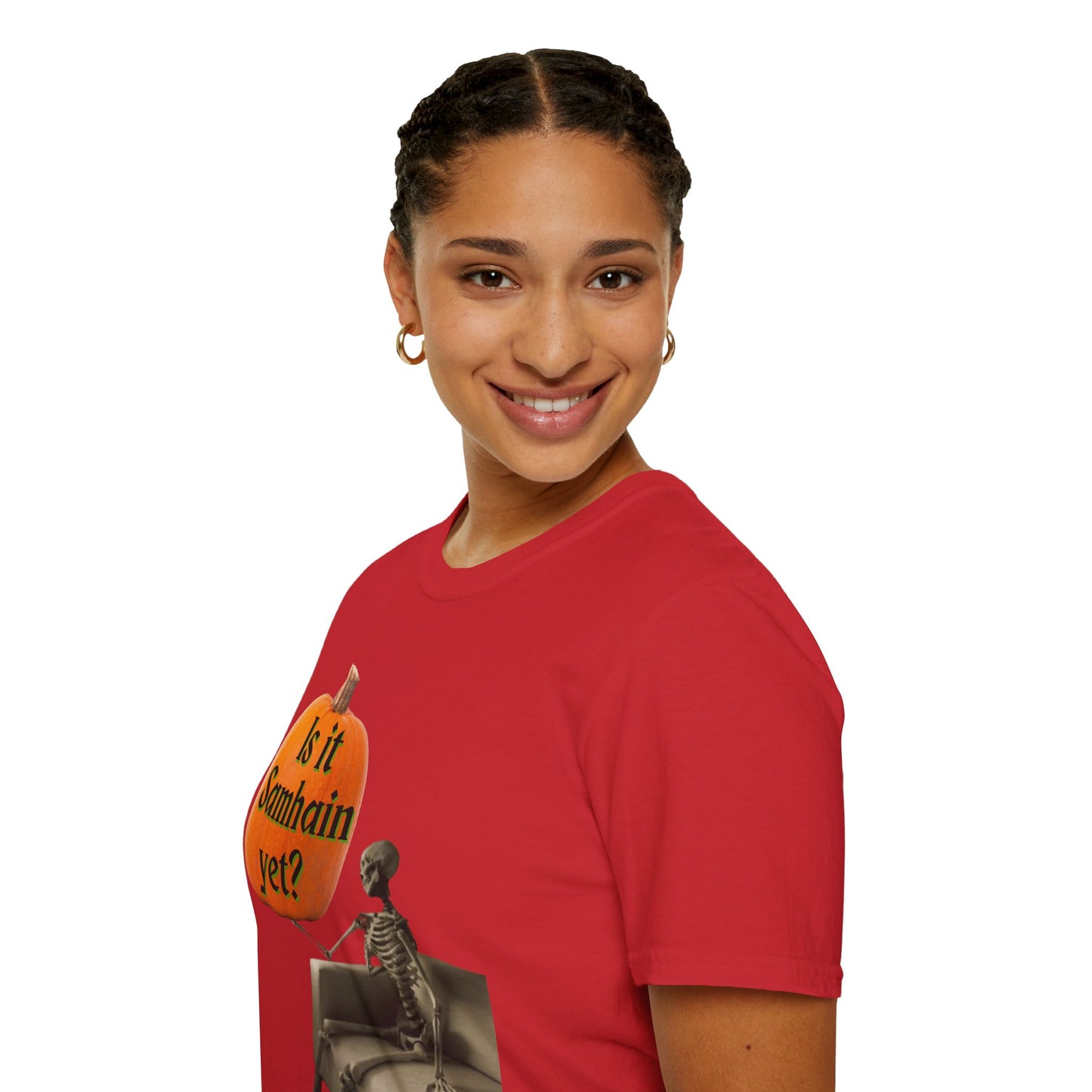 Is it Samhain yet? Skeleton's Pumpkin Light colors Unisex T-Shirt by CreepyCrafts.boo