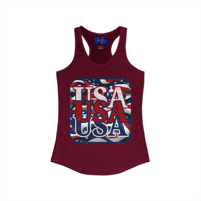 ¡EE.UU! ¡EE.UU! ¡EE.UU! ¡Patriota por cypherpunkgear! Camiseta sin mangas ideal con espalda cruzada para mujer