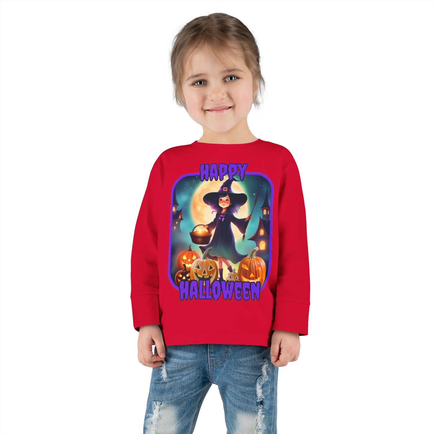 Happy Halloween Little Witch PRfont Toddler Long Sleeve Tee by cypherpunkgear