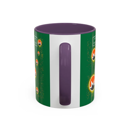 Monero (XMR) don't assume your freedoms are assured Green Accent Mug by cypherpunkgear.com