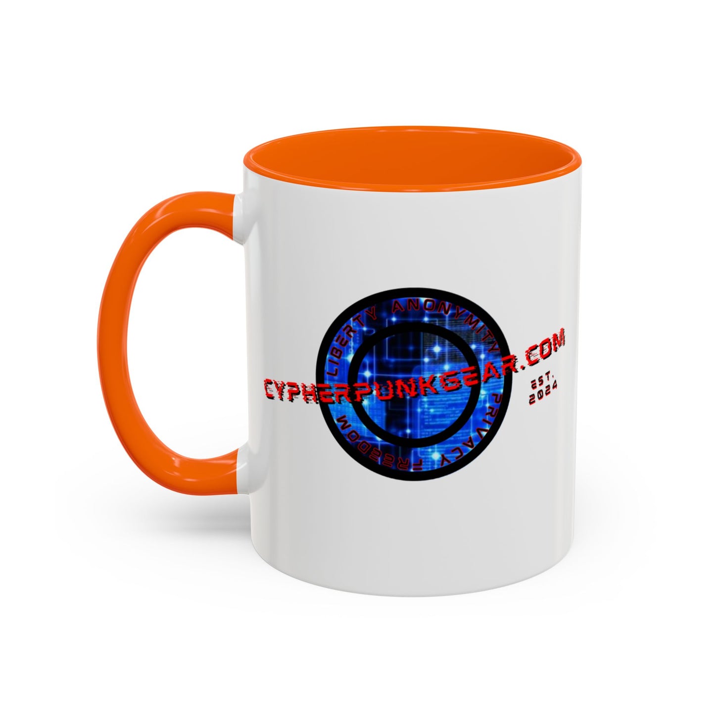 2-sided, cypherpunkgear.com Logo & Cityscape Accent Mug by cypherpunkgear.com
