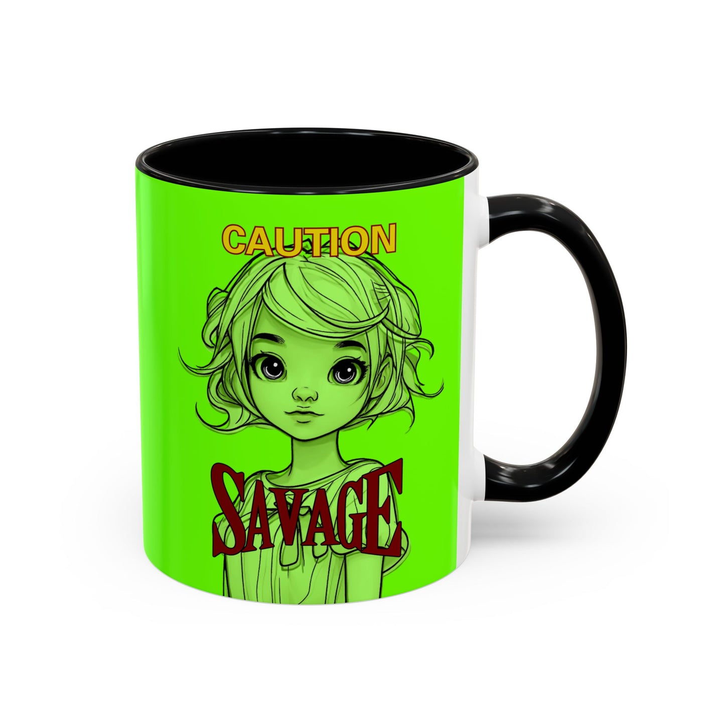 Caution, Savage Light Green Accent Mug by cypherpunkgear.com
