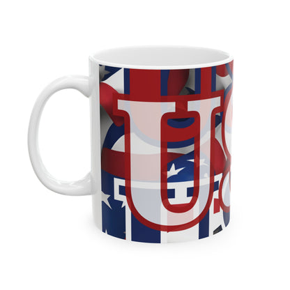 USA! USA! USA WHfont Patriot White Mug by cypherpunkgear