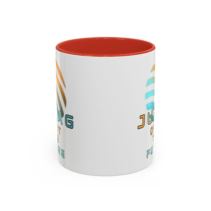 Jupiter (JUP) Orbit the Future White Accent Mug by cypherpunkgear.com
