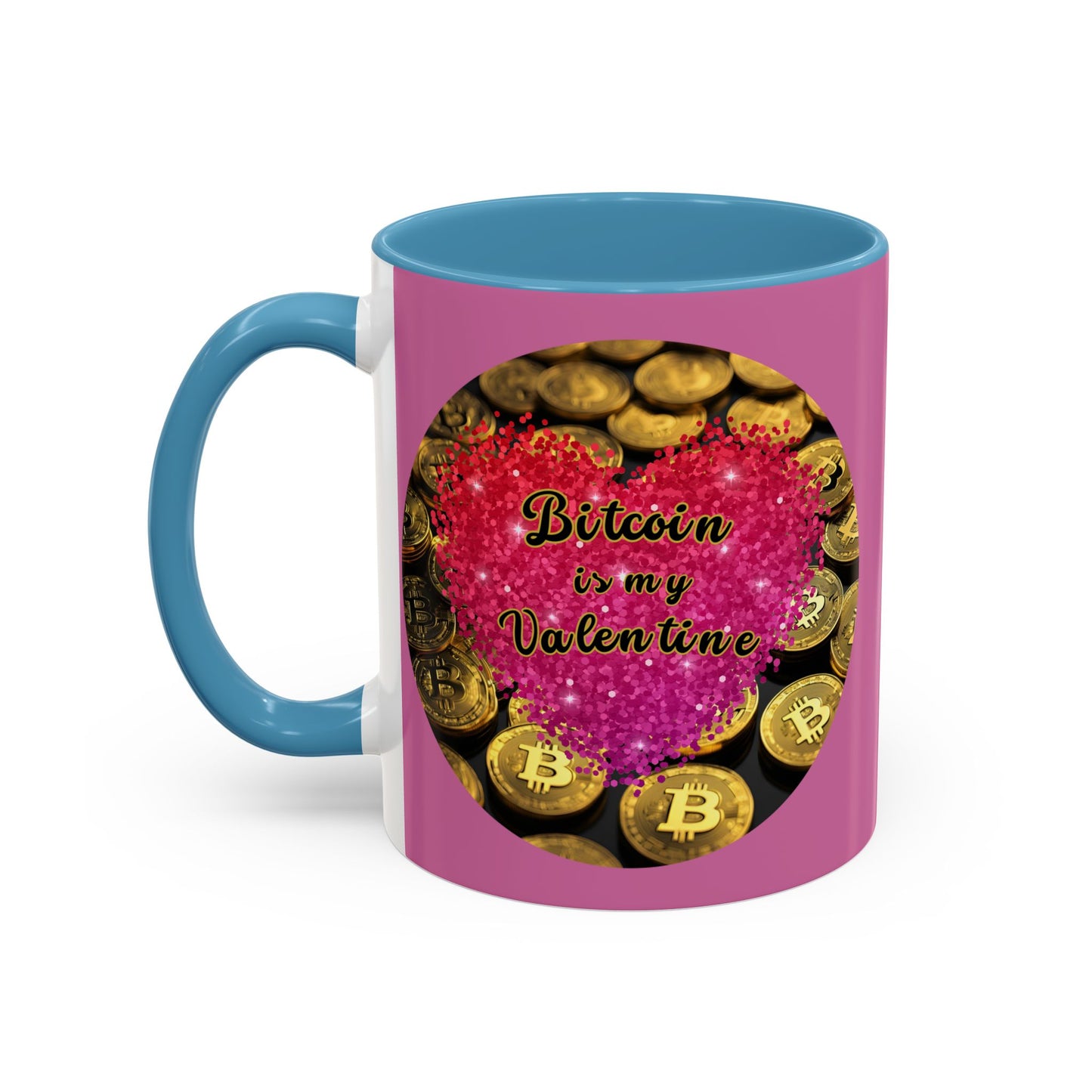 Bitcoin is My Valentine Pink Accent Mug by cypherpunkgear.com