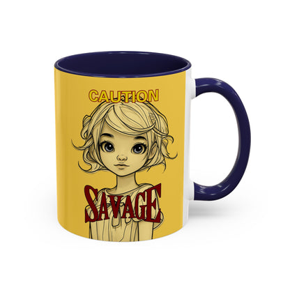 Caution, Savage Yellow Accent Mug by cypherpunkgear.com