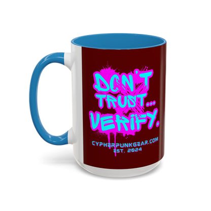 Don't Trust...Verify. Red Accent Mug by cypherpunkgear.com