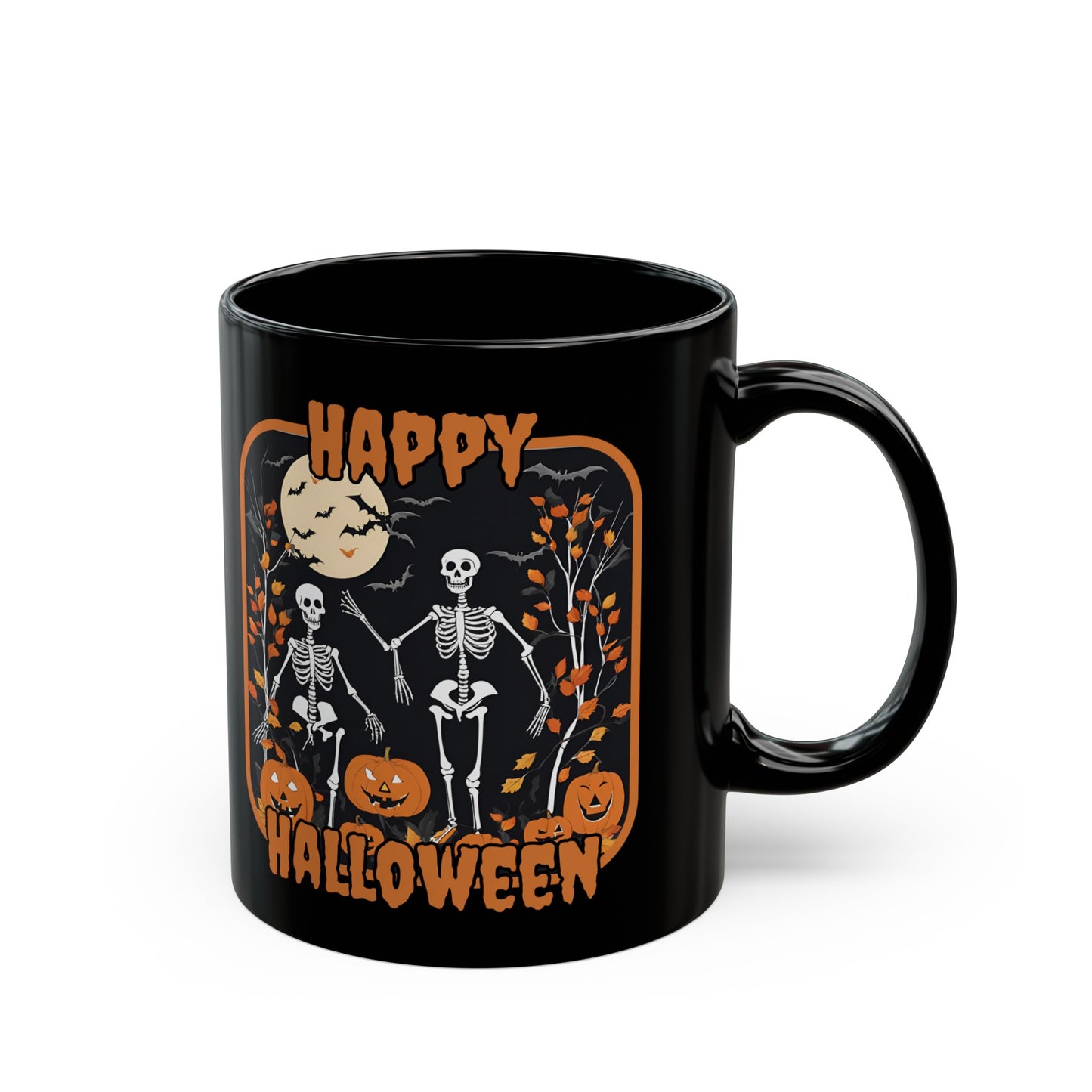 Spooktacular Skeletons of Halloween Black Mug by cypherpunkgear