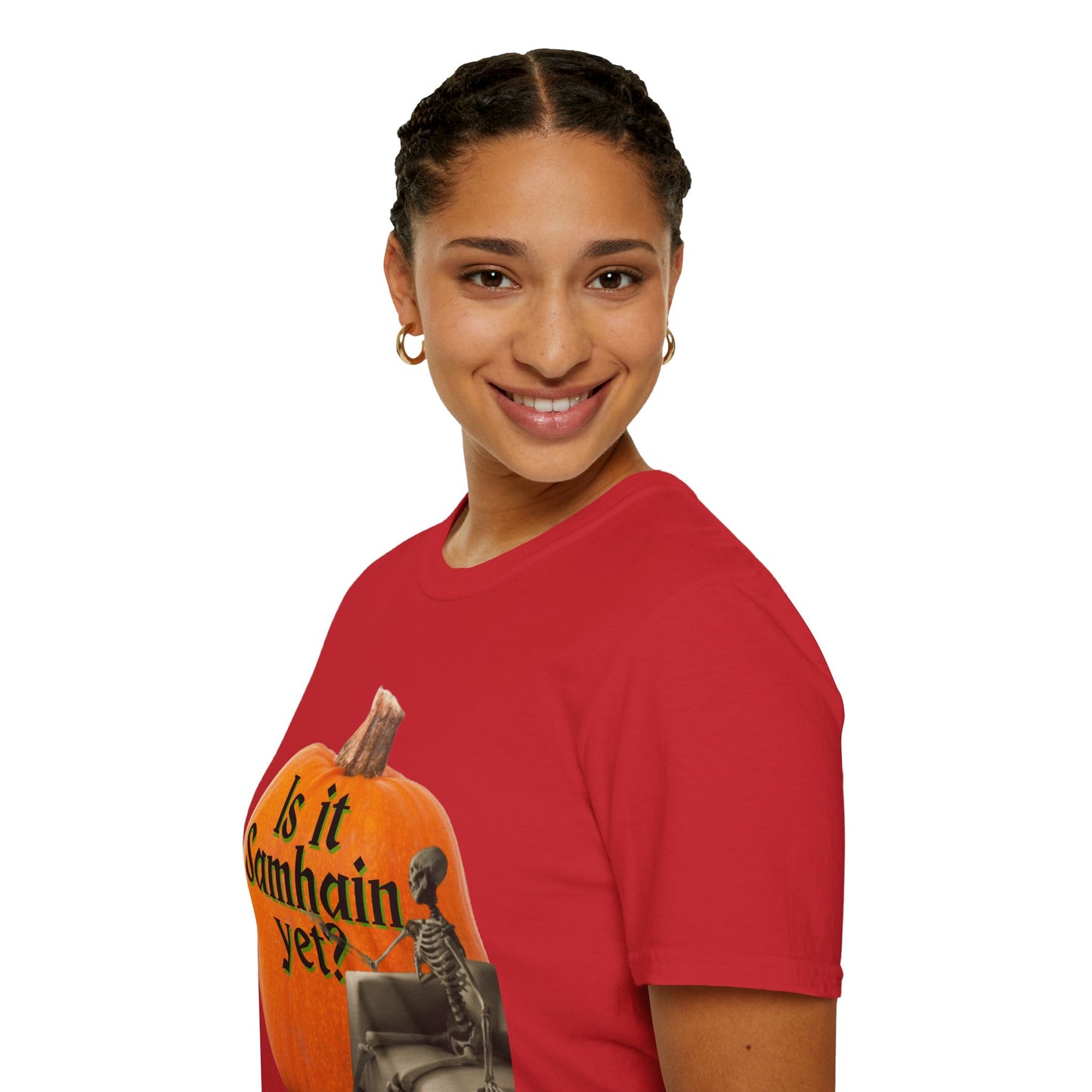 Is It Samhain Yet? Skeleton's Giant Pumpkin Light colors Unisex T-Shirt by CreepyCrafts.boo
