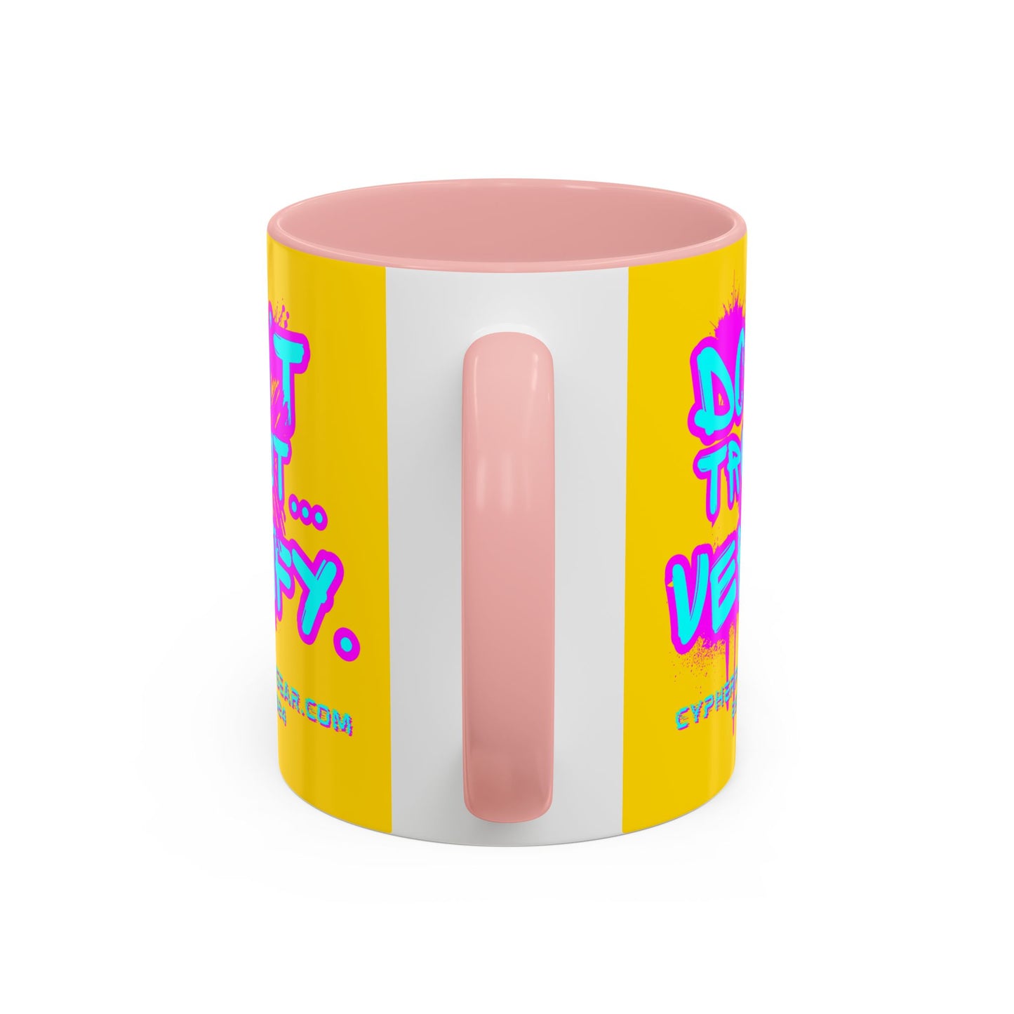 Don't Trust...Verify. Yellow Accent Mug by cypherpunkgear.com