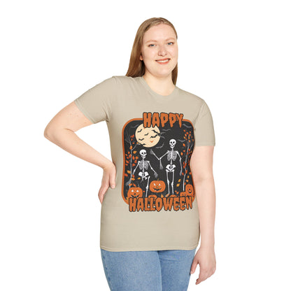 Spooktacular Skeletons of Halloween Light colors Unisex T-shirt by CreepyCrafts.boo