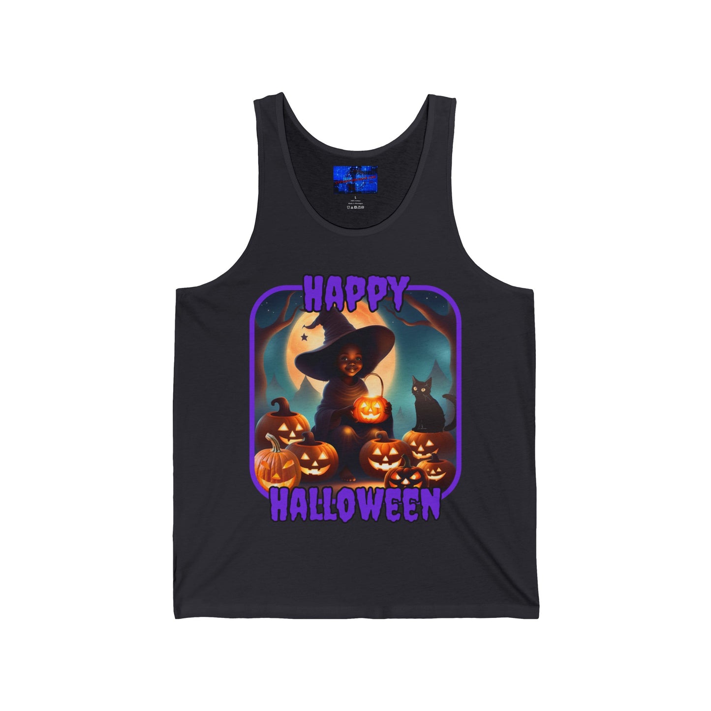 Happy Halloween Cute Witch PRfont Unisex Jersey Tank Top by cypherpunkgear