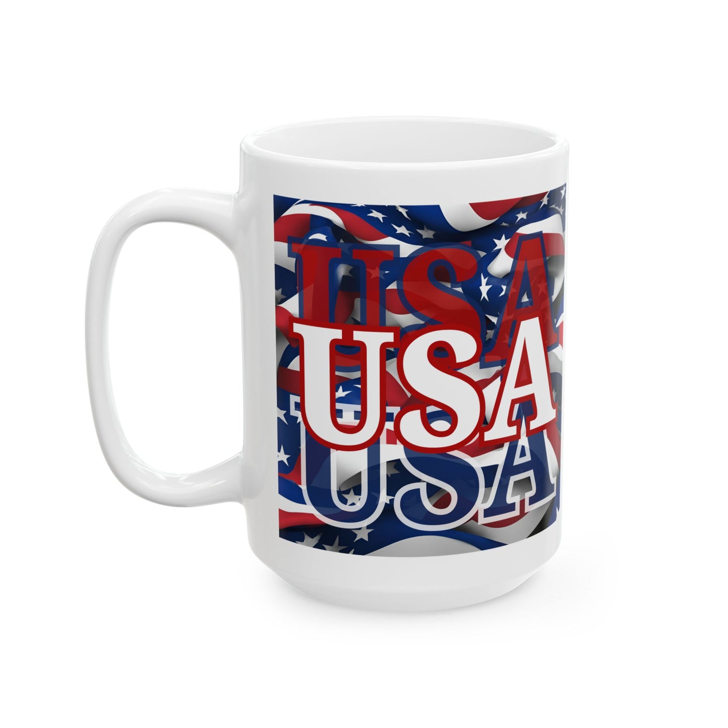 USA White font Center Patriot White Mug by cypherpunkgear.com