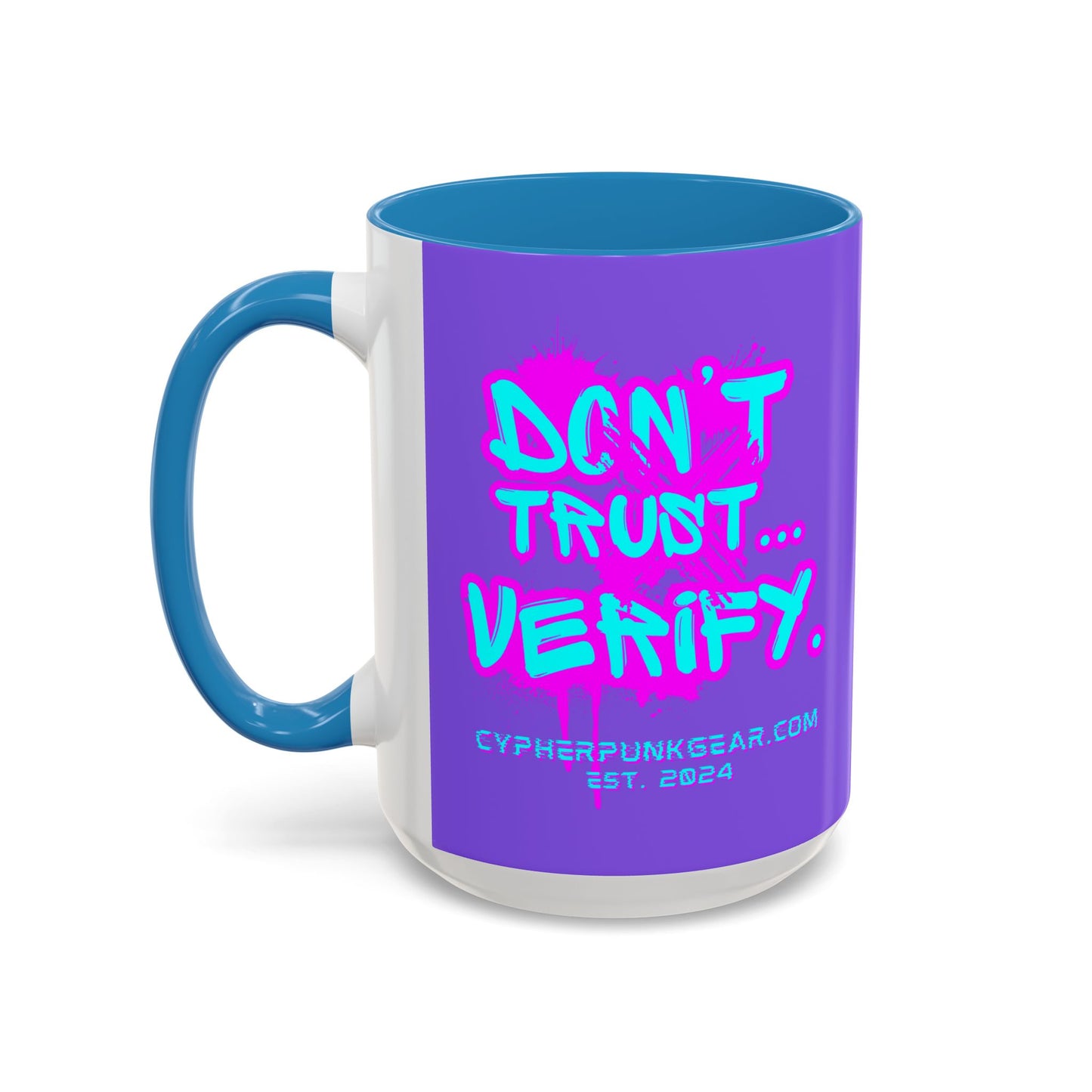 Don't Trust...Verify. Light Purple Accent Mug by cypherpunkgear.com