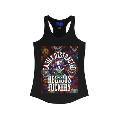 Easily Distracted by Heinous Fuckery Little Jinx Women's Racerback Tank Top by cypherpunkgear.com