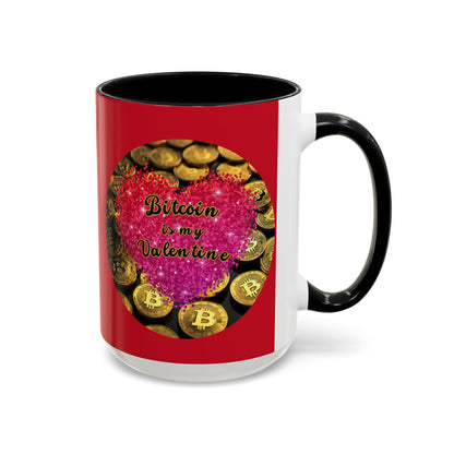 Bitcoin is My Valentine Red Accent Mug by cypherpunkgear.com