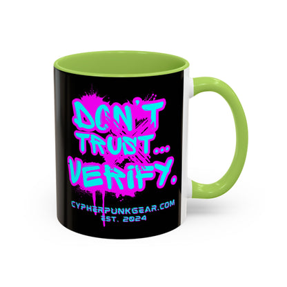 Don't Trust...Verify. Black Accent Mug by cypherpunkgear.com
