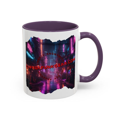 2-sided, cypherpunkgear.com Logo & Cityscape Accent Mug by cypherpunkgear.com