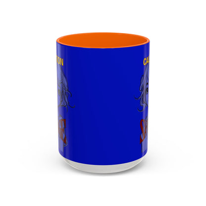 Caution, Savage Dark Blue Accent Mug by cypherpunkgear.com