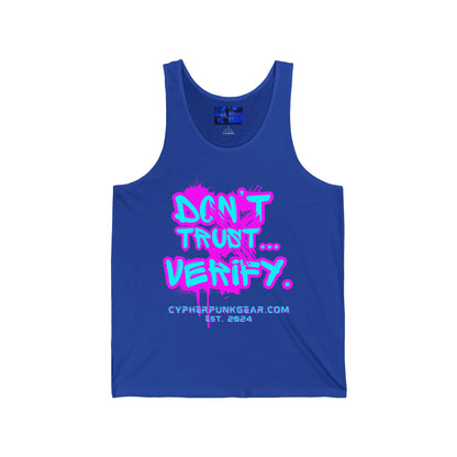 Don't Trust...Verify. Unisex Jersey Tank Top by cypherpunkgear.com