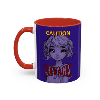 Caution, Savage Dark Purple Accent Mug by cypherpunkgear.com