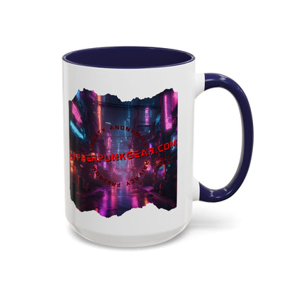 2-sided, cypherpunkgear.com Logo & Cityscape Accent Mug by cypherpunkgear.com