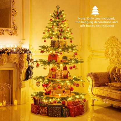 6.4 FT Rotating Christmas Tree 4-Tier Artificial Xmas Tree with 280 Branch Tips and 220 LED Lights