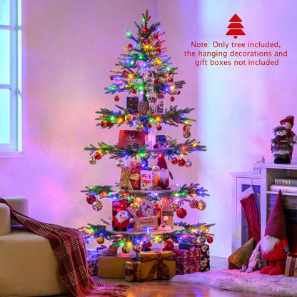 6.4 FT Rotating Christmas Tree 4-Tier Artificial Xmas Tree with 280 Branch Tips and 220 LED Lights