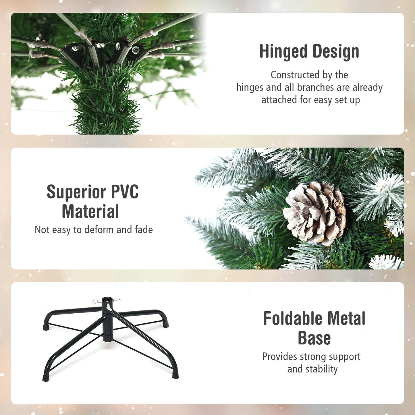 5/6/7.5 Feet Artificial Pencil Christmas Tree with Pine Cones