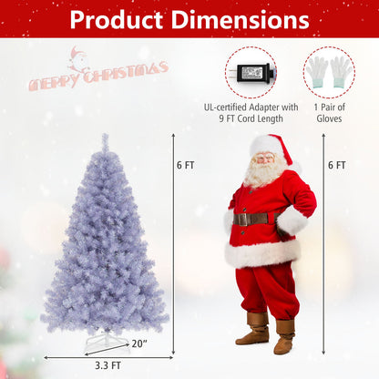 6/7.5 FT Pre-Lit Tinsel Christmas Tree Artificial Xmas Tree