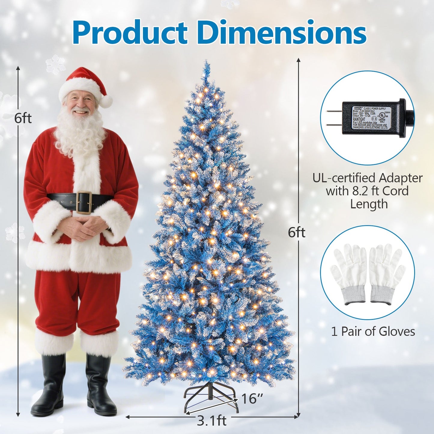 6/7/8/9 FT Artificial Christmas Tree with 767 Snowy Branch Tips