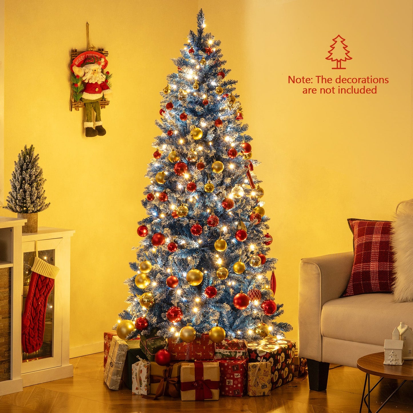 6/7/8/9 FT Artificial Christmas Tree with 767 Snowy Branch Tips