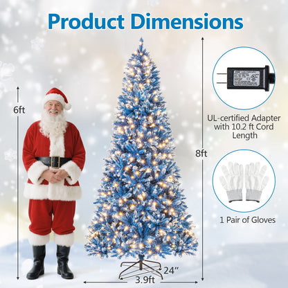 6/7/8/9 FT Artificial Christmas Tree with 767 Snowy Branch Tips