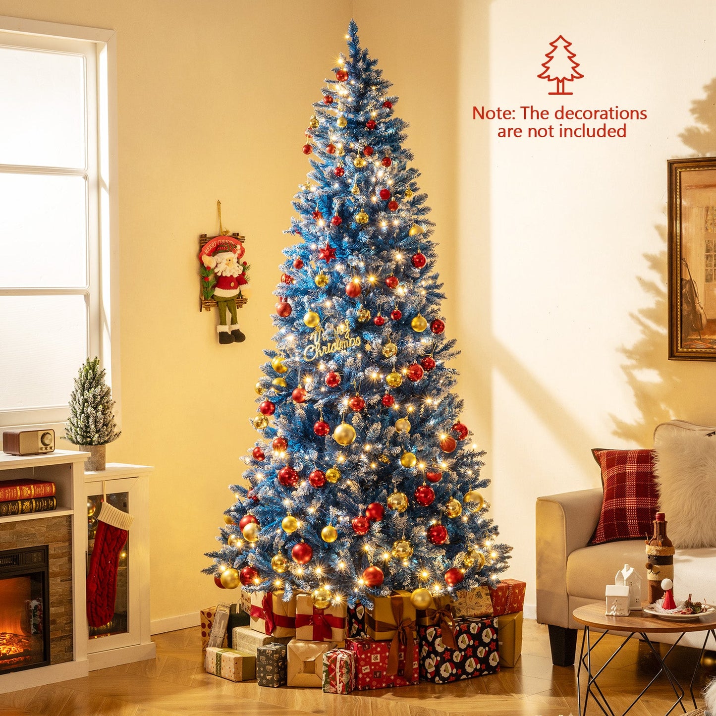 6/7/8/9 FT Artificial Christmas Tree with 767 Snowy Branch Tips
