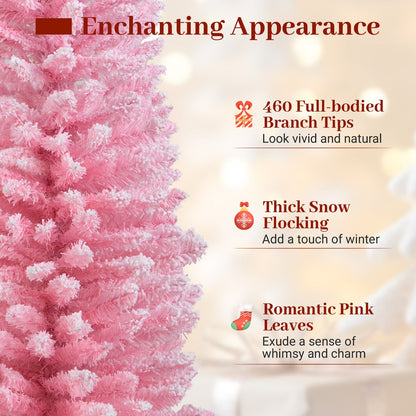 6 FT Artificial Christmas Tree with 460 Branch Tips and Folding Metal Stand