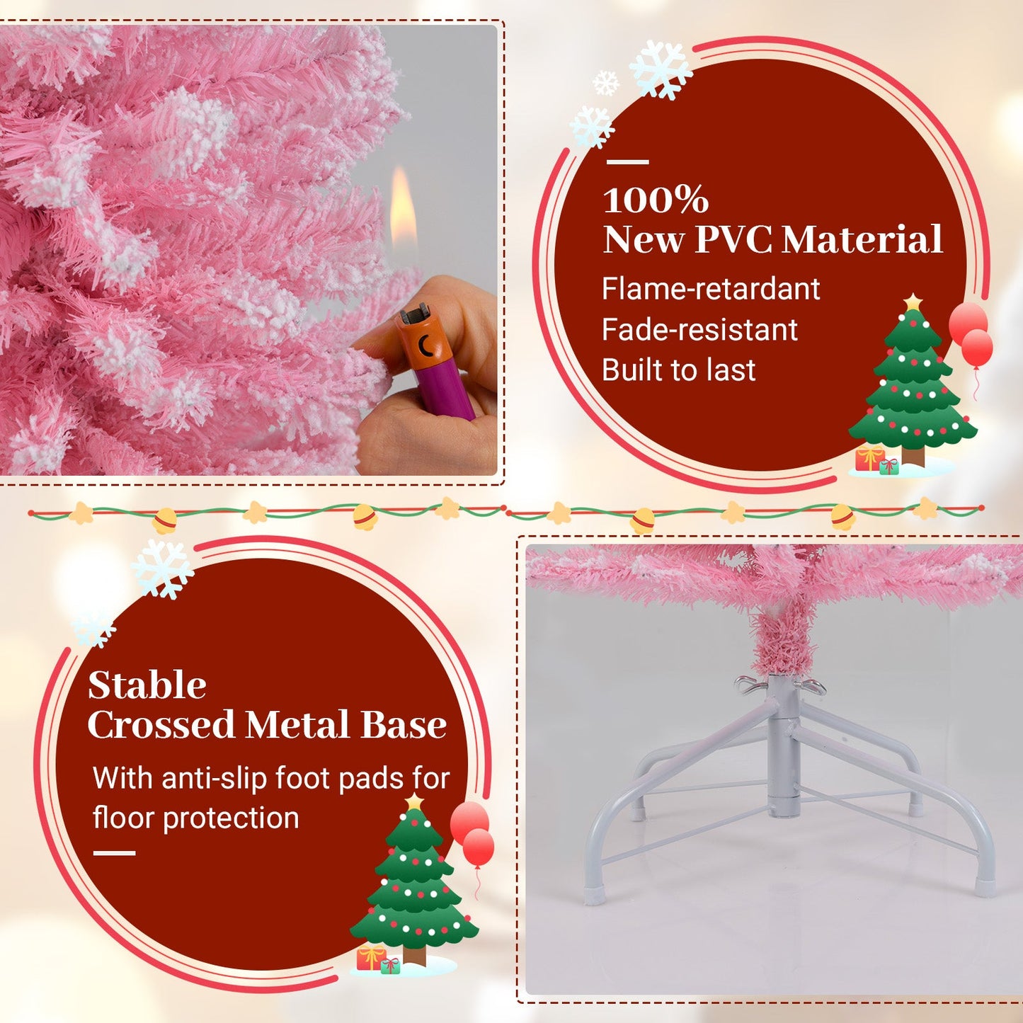 6 FT Artificial Christmas Tree with 460 Branch Tips and Folding Metal Stand